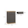 Pontypool Shoe Cabinet - 1 Door - 1 Drawer - Dark Grey and Light Oak