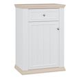 Pontypool Shoe Cabinet - 1 Door - 1 Drawer - White and Riva Oak