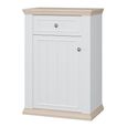 Pontypool Shoe Cabinet - 1 Door - 1 Drawer - White and Riva Oak