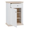 Pontypool Shoe Cabinet - 1 Door - 1 Drawer - White and Riva Oak