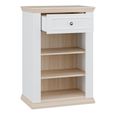 Pontypool Shoe Cabinet - 1 Door - 1 Drawer - White and Riva Oak