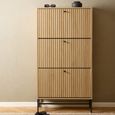 Albany Oak Ribbed 3 Dwawer Shoe Cabinet