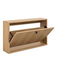 Albany Oak Ribbed Flip Down Door Shoe Cabinet