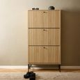 Albany Shoe Cabinet - Flip Down - 3 Door - Ribbed Oak