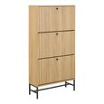 Albany Shoe Cabinet - Flip Down - 3 Door - Ribbed Oak