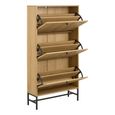 Albany Shoe Cabinet - Flip Down - 3 Door - Ribbed Oak