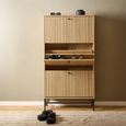 Albany Shoe Cabinet - Flip Down - 3 Door - Ribbed Oak