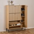 Albany Shoe Cabinet - Flip Down - 4 Door - Ribbed Oak