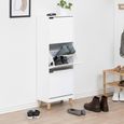 Mitra Shoe Cabinet - Flip Down - 3 Door - White and Oak