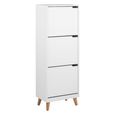 Mitra Shoe Cabinet - Flip Down - 3 Door - White and Oak