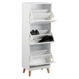 Mitra Shoe Cabinet - Flip Down - 3 Door - White and Oak
