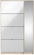 Oak Effect 1 Mirror Door and 4 Drawer Shoe Cabinet