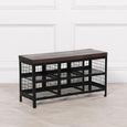Shoe Rack Bench - Wooden Top and Black Metal