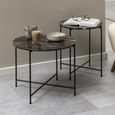Avila Side Table - Large - Round - Brown Marble