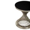 Anzio Side Table - Round - Black Glass with Chrome Hourglass Base