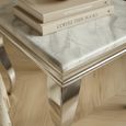 Louis Grey Marble and Chrome Square Side Table