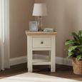Modern Lamp Table - 1 Drawer - Square - White Painted