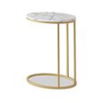 Marmora C Side Table - Oval - White Marble & Gold