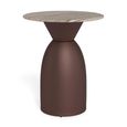 Ferrol Side Table - Round - Grey Marble - with Bronze Base