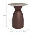 Ferrol Side Table - Round - Grey Marble - with Bronze Base