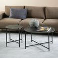 Lamoine Side Table - Round - Black Marble Effect