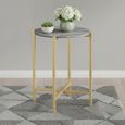 Marmora Side Table - Round - Grey Marble & Gold
