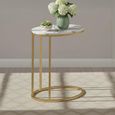 Marmora C Side Table - Oval - White Marble & Gold