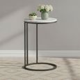 Marmora Side Table - Round - White Marble & Grey