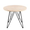 Prunus Side Table - Round - Beige Travertine Effect - with Black Hairpin Legs