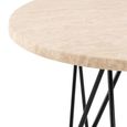 Prunus Side Table - Round - Beige Travertine Effect - with Black Hairpin Legs