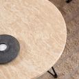 Prunus Side Table - Round - Beige Travertine Effect - with Black Hairpin Legs
