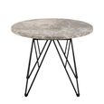 Prunus Side Table - Round - Brown Marble - with Black Hairpin Legs