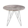Prunus Side Table - Round - Brown Marble - with Chrome Hairpin Legs