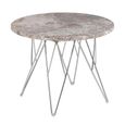 Prunus Side Table - Round - Brown Marble - with Chrome Hairpin Legs