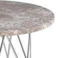 Prunus Side Table - Round - Brown Marble - with Chrome Hairpin Legs