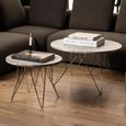 Prunus Side Table - Round - Brown Marble - with Chrome Hairpin Legs