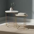 Buxton Side Table - Round - Set of 2 - White Marble and Gold