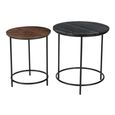 Buxton Side Table - Round - Set of 2 - Grey and Brown