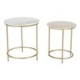 Buxton Side Table - Round - Set of 2 - White Marble and Gold