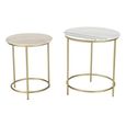 Buxton Side Table - Round - Set of 2 - White Marble and Gold