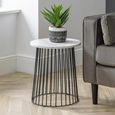 Broadway Lamp Table - Round - White Marble Effect