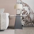 Taurus Beige Marble Square Side Table with Dark Grey Base