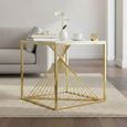 Calabria End Table  White Sintered Stone and Gold