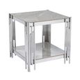 Belini End Table  Grey Sintered Stone and Chrome