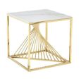 Calabria End Table  White Sintered Stone and Gold