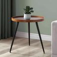 Siena Round Lamp Table - Walnut and Black Marble - JF329