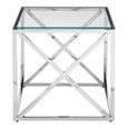 Clearance - Allure End Table - Square - Clear Glass - Silver Cross Base - FSS16570