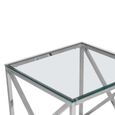 Clearance - Allure End Table - Square - Clear Glass - Silver Cross Base - FSS16570
