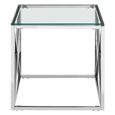 Clearance - Allure End Table - Square - Clear Glass - Silver Cross Base - FSS16570