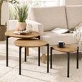 Lorette Nest of 3 Side Tables - Teardrop - Oak